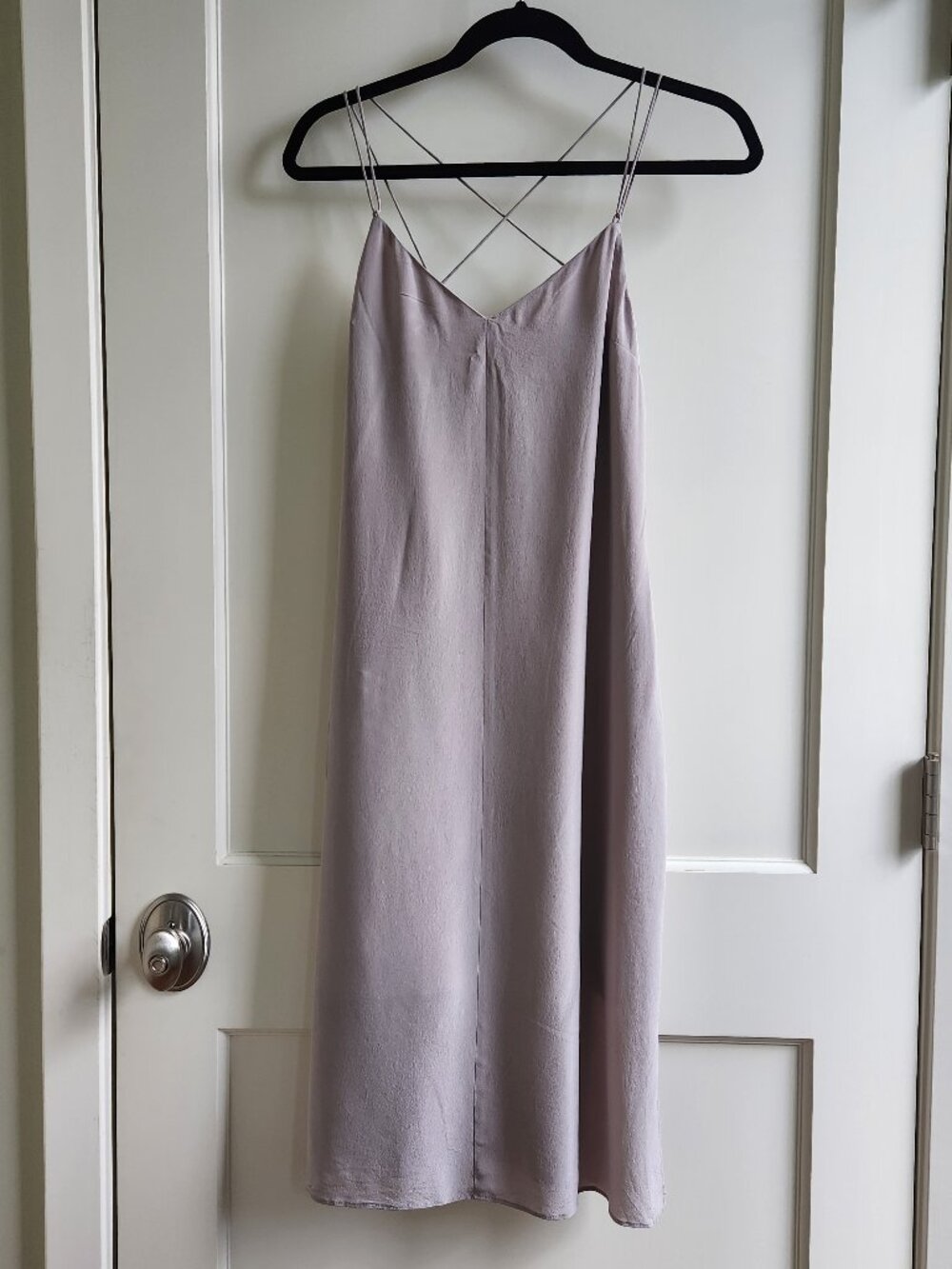 Madewell 100% Silk Slip Dress Size 2 Soft Gray Midi Minimalist Strappy Neutral